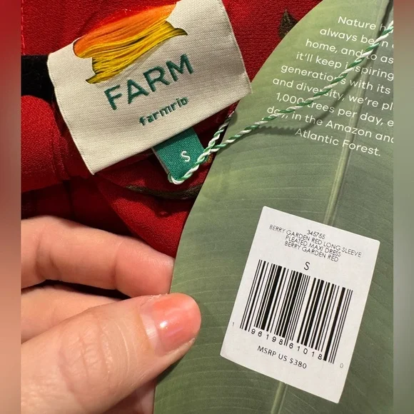 NWT Farm Rio red berry garden long sleeve pleated maxi dress - Picture 8 of 10